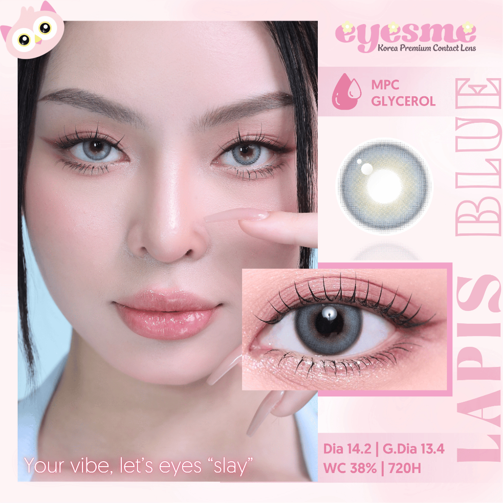 Lens Eyesme - Lapis Blue - Lens xanh lạnh lùng cá tính - Kính áp tròng Hàn Quốc