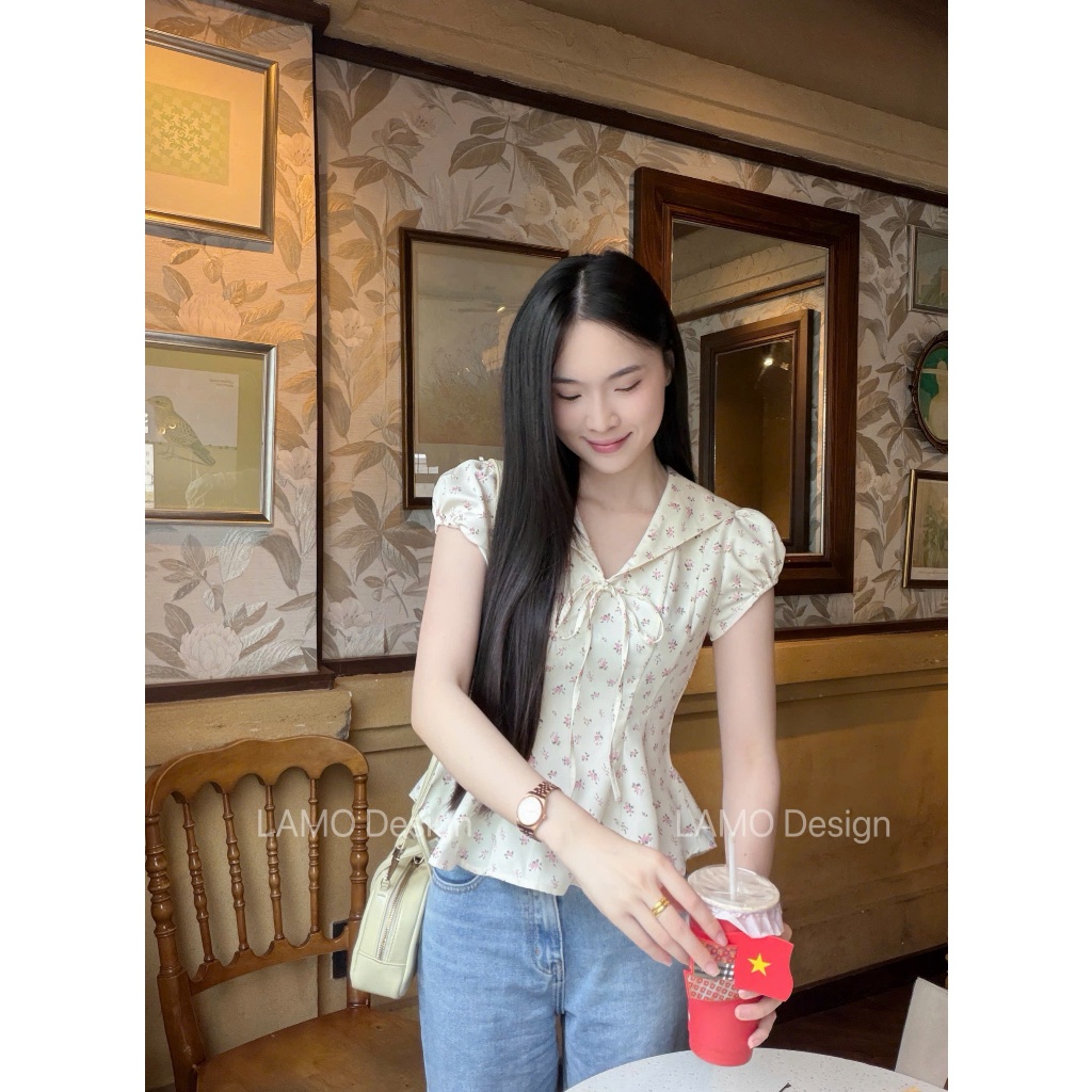 Áo sơ mi chấm bi cổ thủy thủ xinh xắn trẻ trung LAMO - B1564 | BigBuy360 - bigbuy360.vn