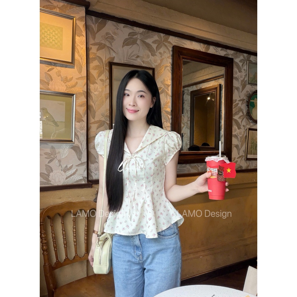 Áo sơ mi chấm bi cổ thủy thủ xinh xắn trẻ trung LAMO - B1564 | BigBuy360 - bigbuy360.vn