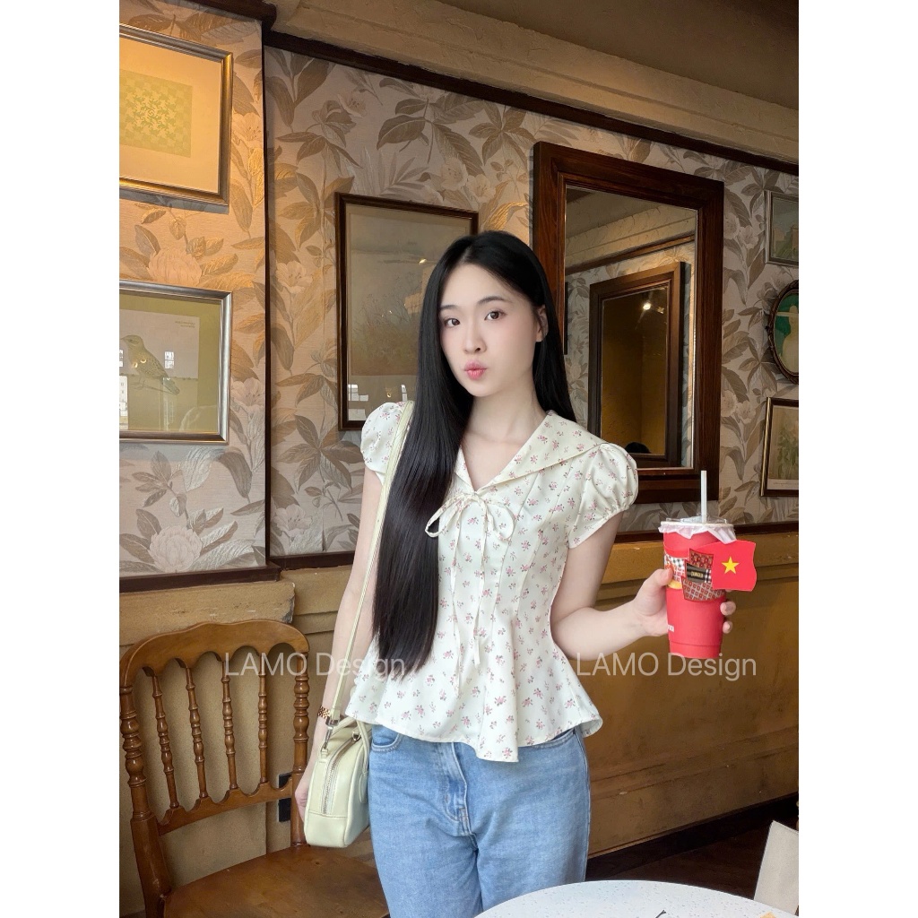 Áo sơ mi chấm bi cổ thủy thủ xinh xắn trẻ trung LAMO - B1564 | BigBuy360 - bigbuy360.vn