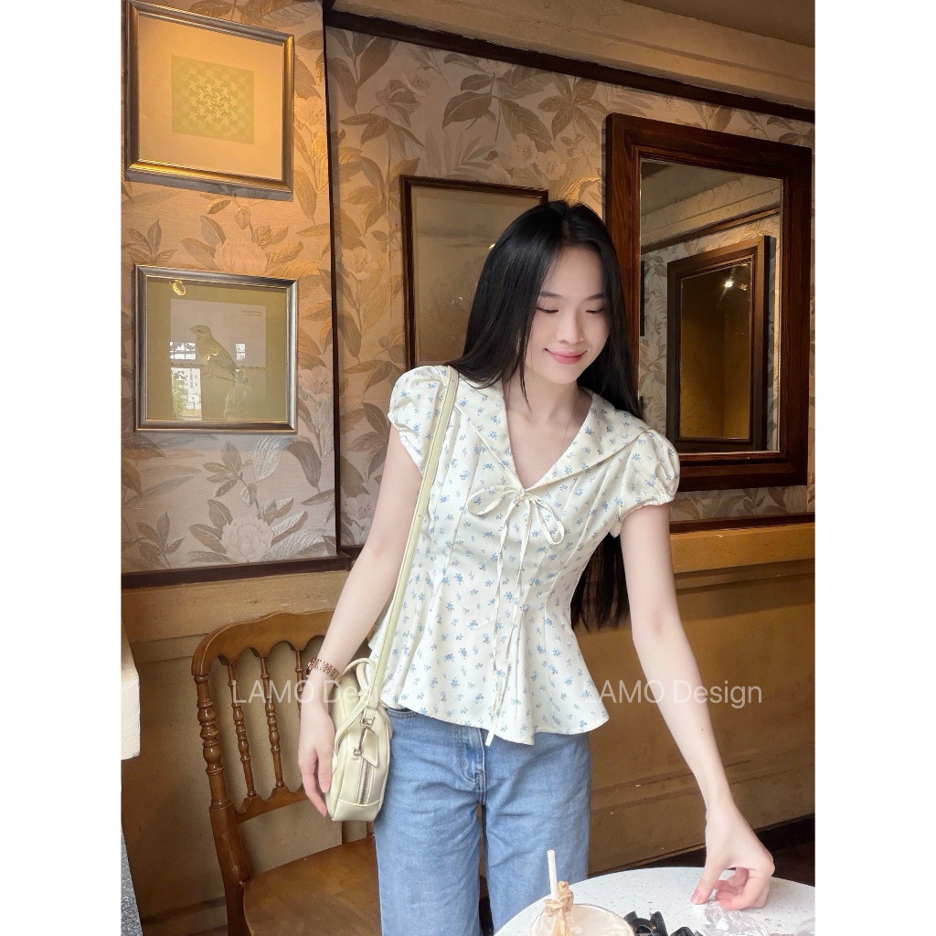 Áo sơ mi chấm bi cổ thủy thủ xinh xắn trẻ trung LAMO - B1564 | BigBuy360 - bigbuy360.vn