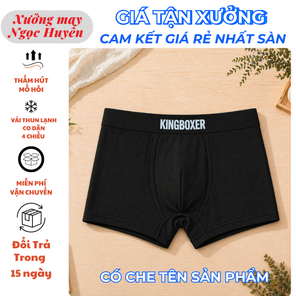 [ FREESHIP] Quần Lót Nam Boxer Thun Lạnh ICON Co dãn 4 chiều, Quần sịp Nam Thun Lạnh Boxer ICON Deni