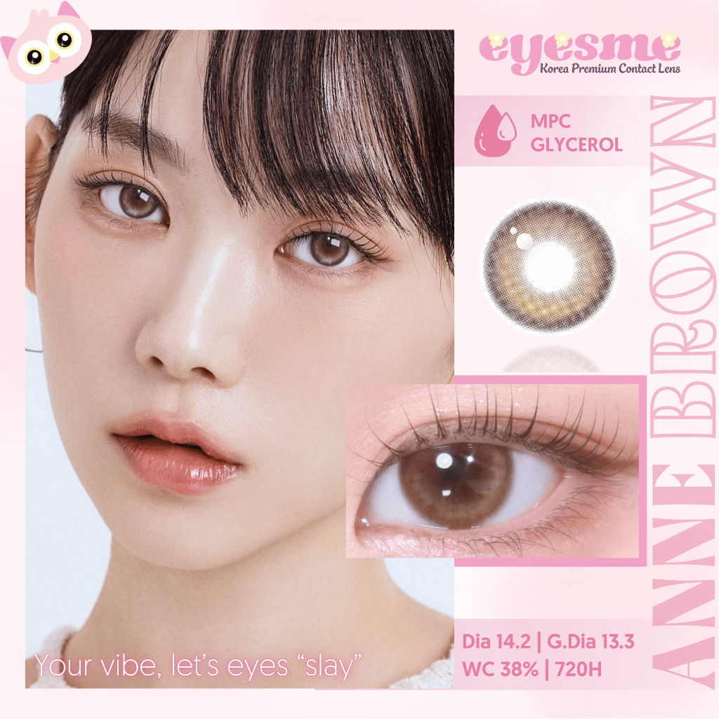 Kính áp tròng Eyesme - Lens nâu filter lens cận từ 0 đến 8 độ - Dollring Anne Brown