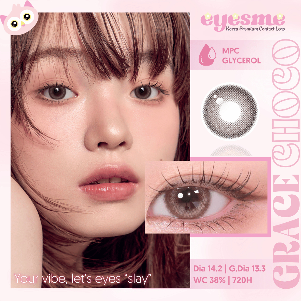 Kính áp tròng Eyesme - Lens nâu choco phong cách Douyin - Lens cận từ 0 đến 8 độ - Grace Choco