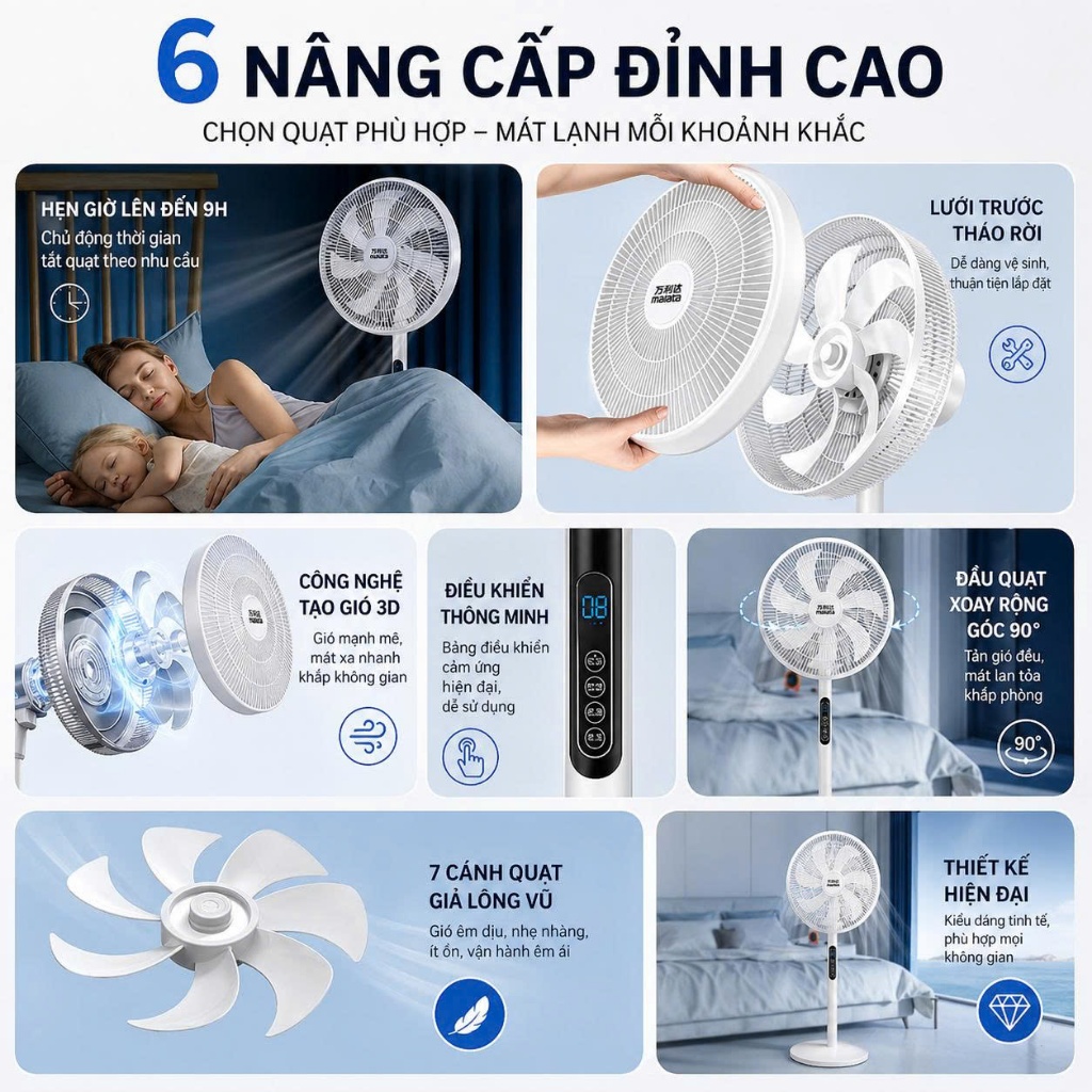 Quạt Cây Đứng Tiết Kiệm Điện ASAKI Công Suất Lớn 8 Cấp Độ Gió Có Điều Khiển Từ Xa | BigBuy360 - bigbuy360.vn
