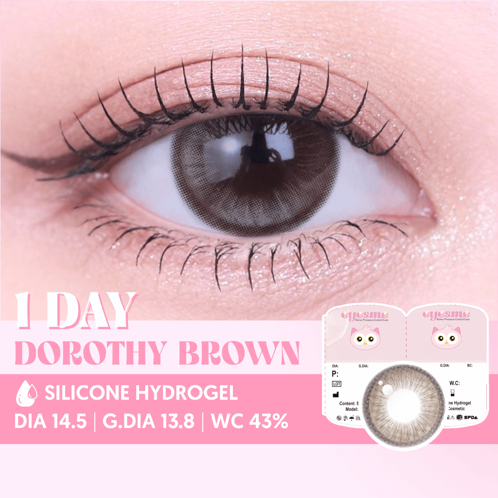 [Lens 1 ngày] Kính áp tròng Eyesme - 1Day Dorothy Brown - Lens nâu giãn tròng hack mắt to tròn