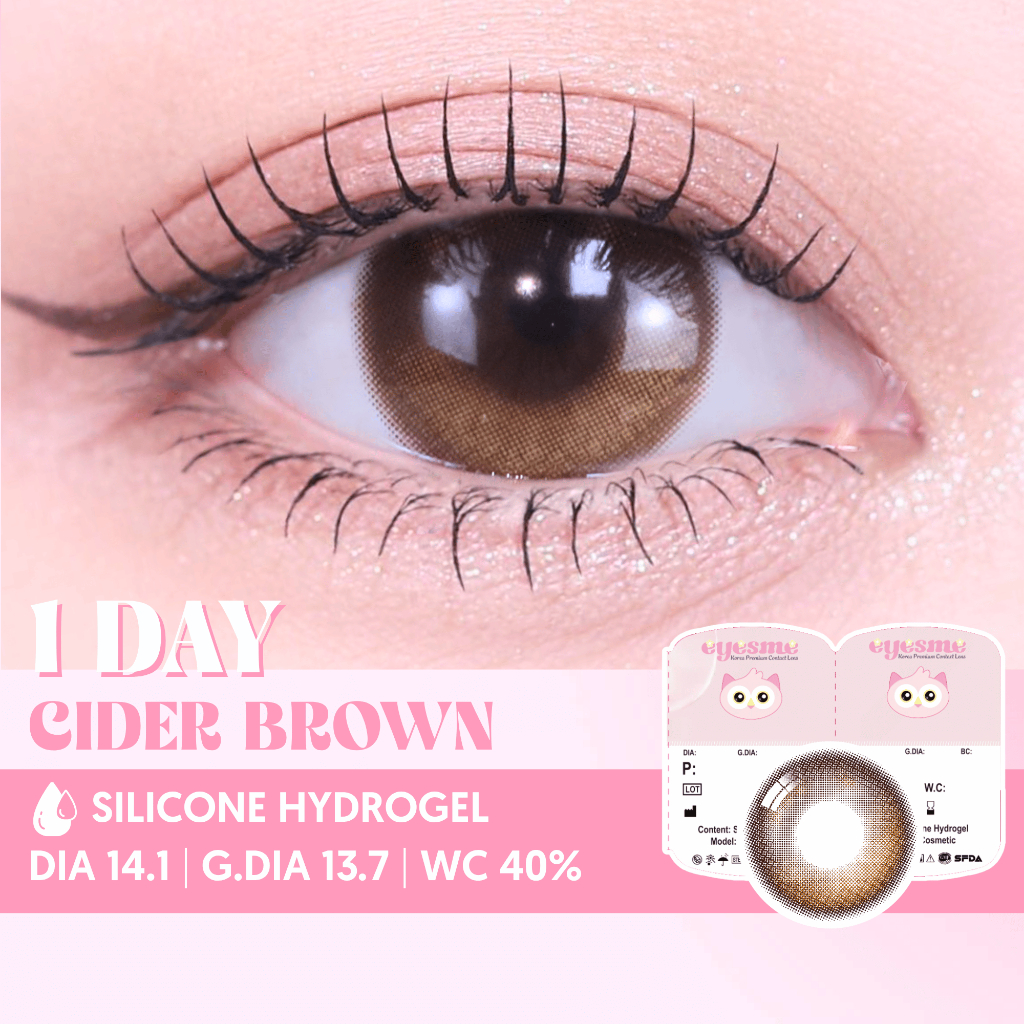 [Lens 1 ngày] Kính áp tròng Eyesme - Cider Brown - Lens nâu gỗ hiệu ứng highlight chuyển màu tinh tế