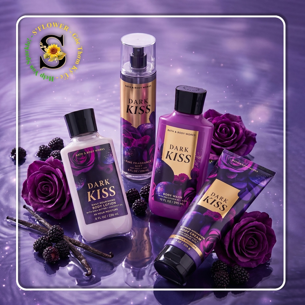 💜 Dark Kiss | Sản Phẩm Tắm Dưỡng Xịt Thơm Toàn Thân Lưu Hương Mịn Da Bath & Body Works