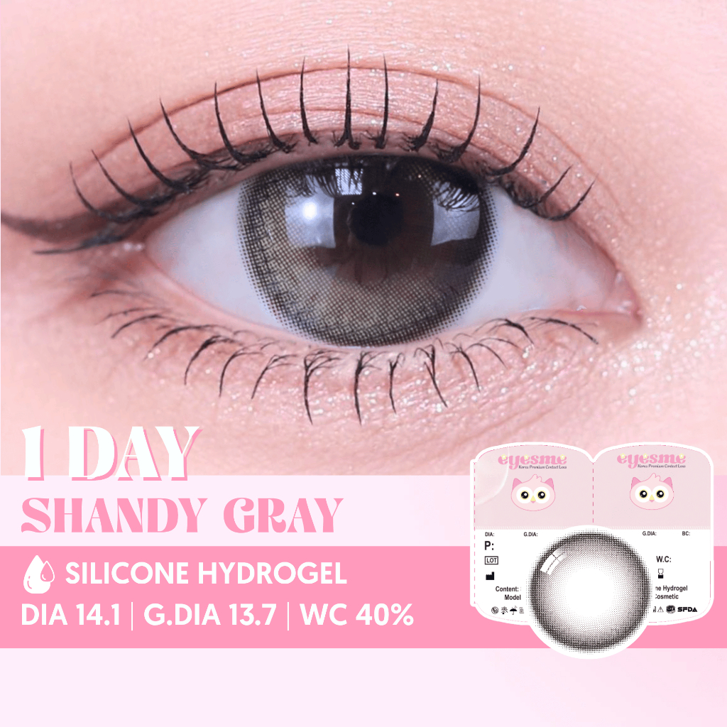 [Lens 1 ngày] Kính áp tròng Eyesme - Shandy Gray - Lens xám hiệu ứng highlight chuyển màu tinh tế