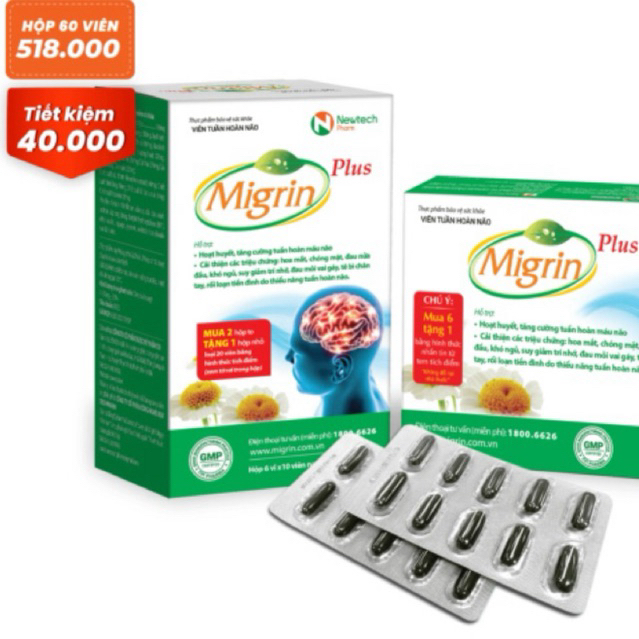 Viên hỗ trợ hoạt huyết.Migrin Plus CVI - 1Hộp 60 Viên(2 vỉ x 10 viên)