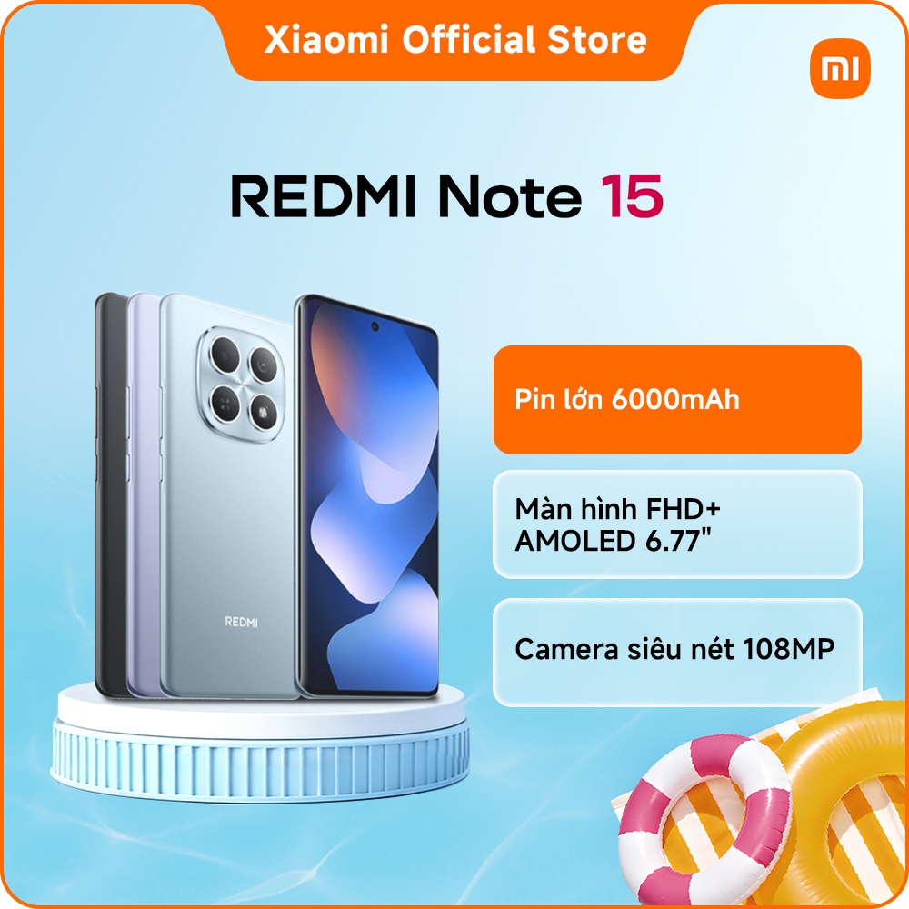 Điện thoại thông minh REDMI Note 15 (6+128GB | 8+128GB | 8+256GB) | Pin lớn 6000mAh | Màn hình siêu bền