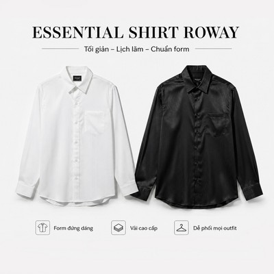 Áo sơ mi nam ROWAY mềm mịn form oversize | dài tay tơ óng