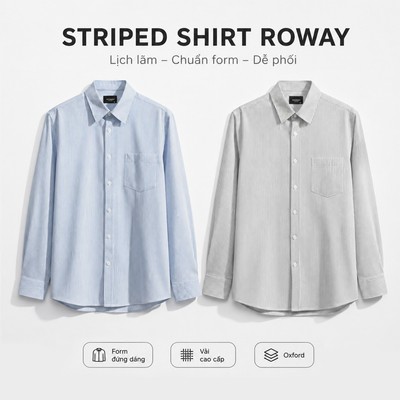 Áo sơ mi nam ROWAY form regular | dài tay Oxford Ver2