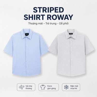 Áo sơ mi ROWAY form regular | Cộc tay oxford