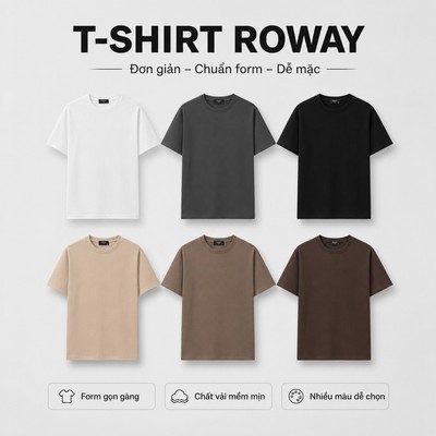 Áo thun nam ROWAY vải Cotton thoáng mát, thấm hút, phông trơn