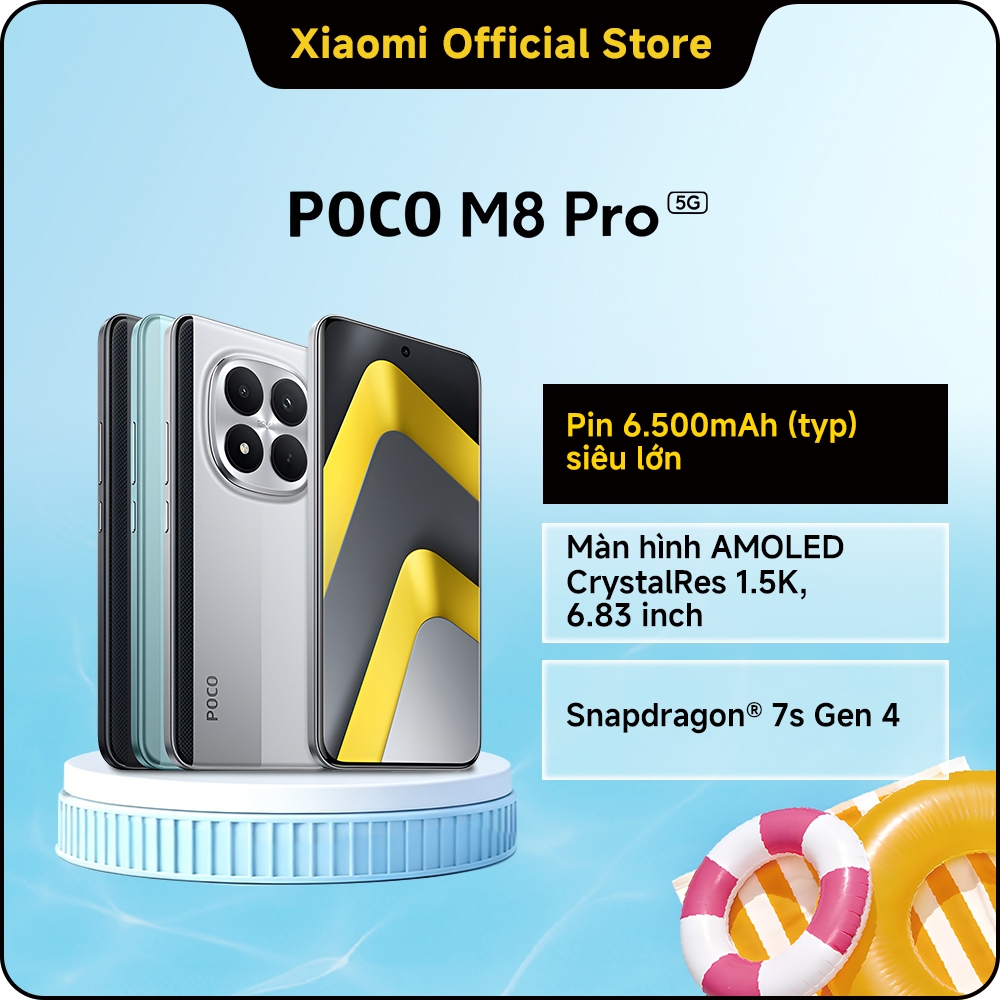 Điện thoại thông minh POCO M8 PRO 5G (8+256GB|12+512GB)|Pin 6.500mAh (typ) siêu lớn|Màn hình AMOLED CrystalRes 1.5K