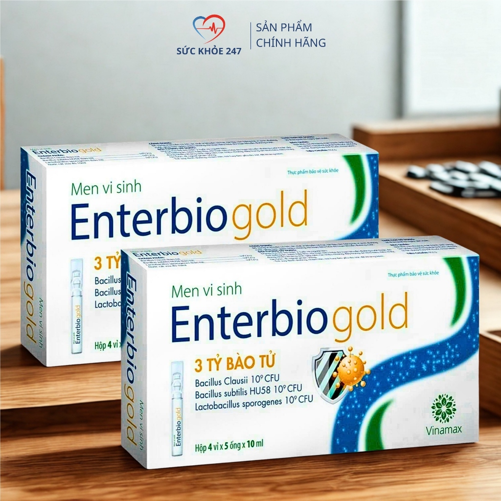 Combo 2 Hộp Men Vi Sinh Enterbio Gold 3 Tỷ Bào Tử - Cân Bằng Hệ Vi Sinh - Hộp 20 Ống x 2