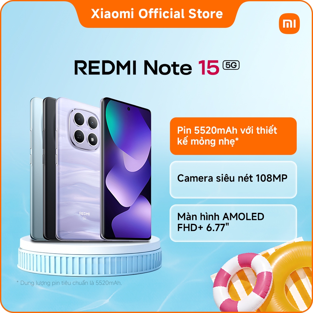 Điện thoại thông minh Redmi Note 15 5G (6+128GB|8+256GB)|Pin 5520mAh với thiết kế mỏng nhẹ | BigBuy360 - bigbuy360.vn