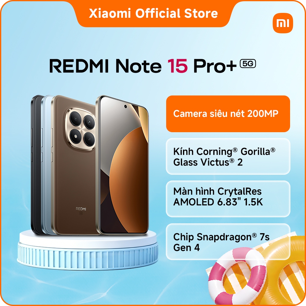 Điện thoại thông minh Redmi Note 15 Pro+ 5G (12+256GB)|Pin lớn 6500mAh và sạc nhanh HyperCharge 100W