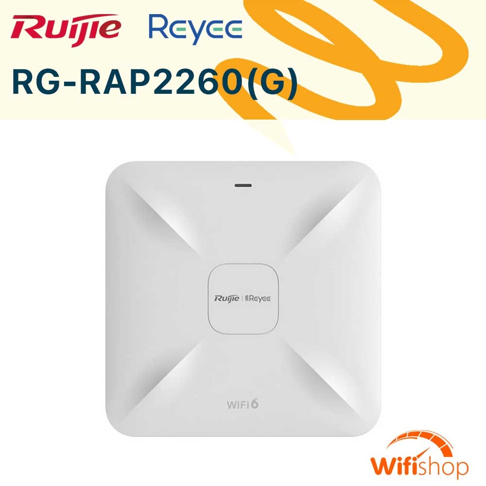 Bộ Phát WiFi 6 Ruijie RG-RAP2260(G) AX1800 1775Mbps Mesh Cloud AP Ốp Trần Chịu Tải 100 User Chính Hã