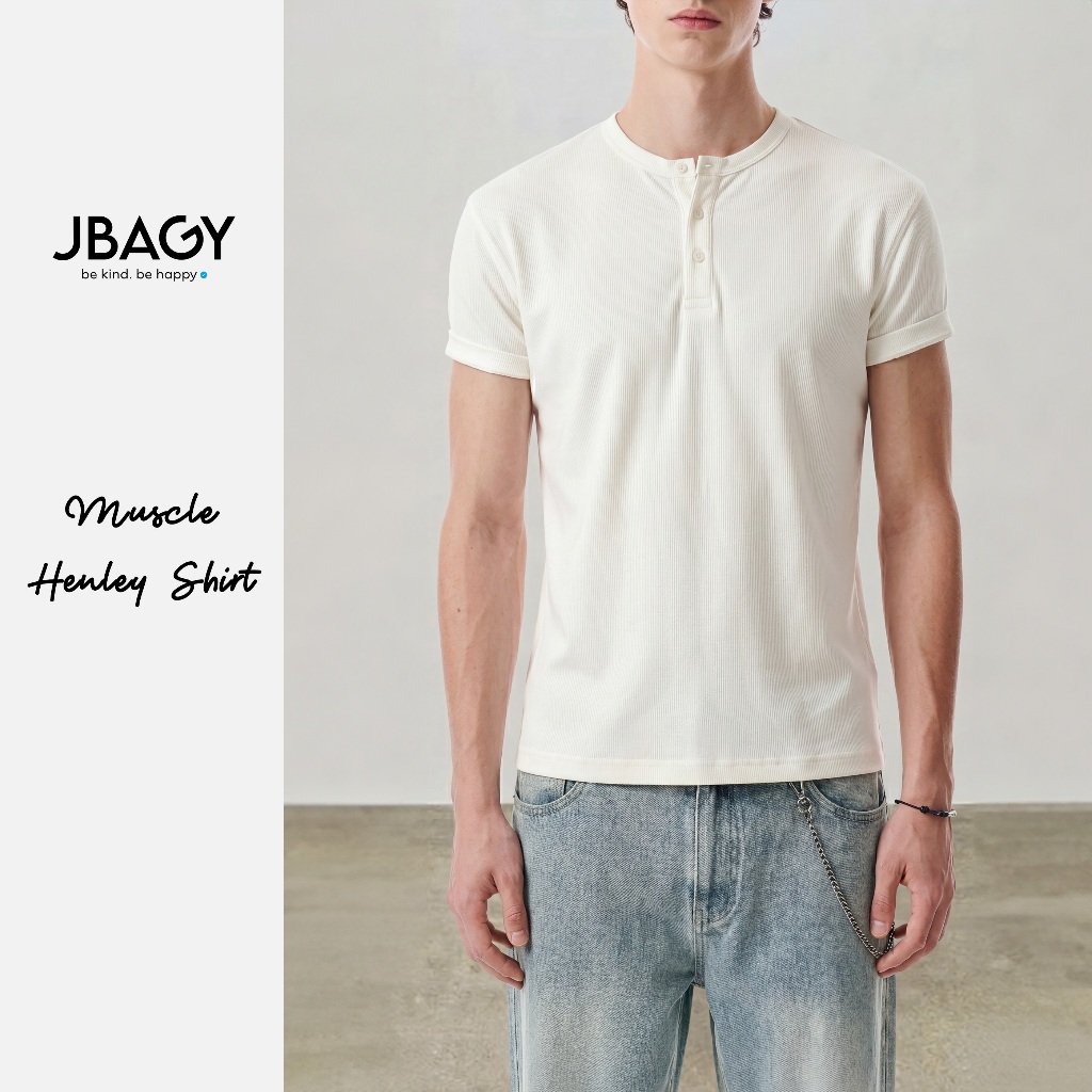 New Arrivals | Áo thun nam Henley shirt vải thun gân form Muscle cao cấp JBAGY - JT2602