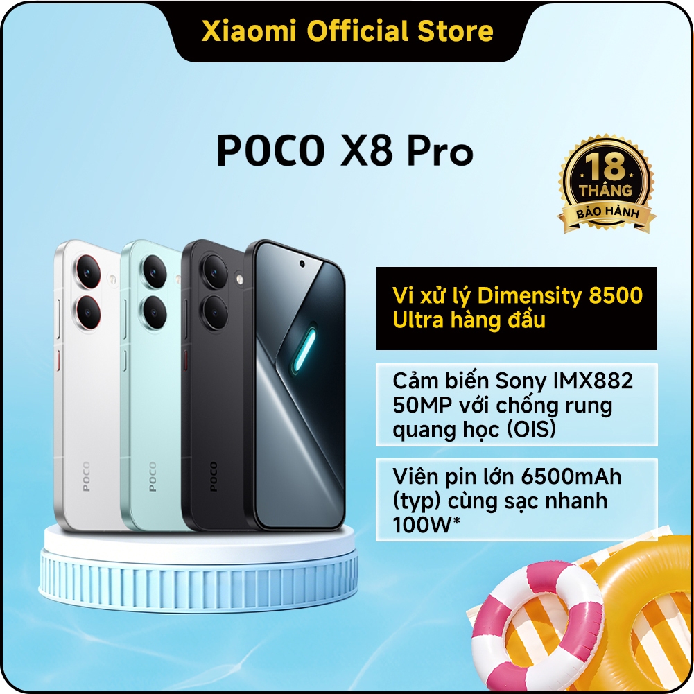 Điện thoại thông minh POCO X8 PRO| Pin cực lớn 6500mAh(typ) sạc nhanh 100W| Màn hình AMOLED 1.5K 120Hz