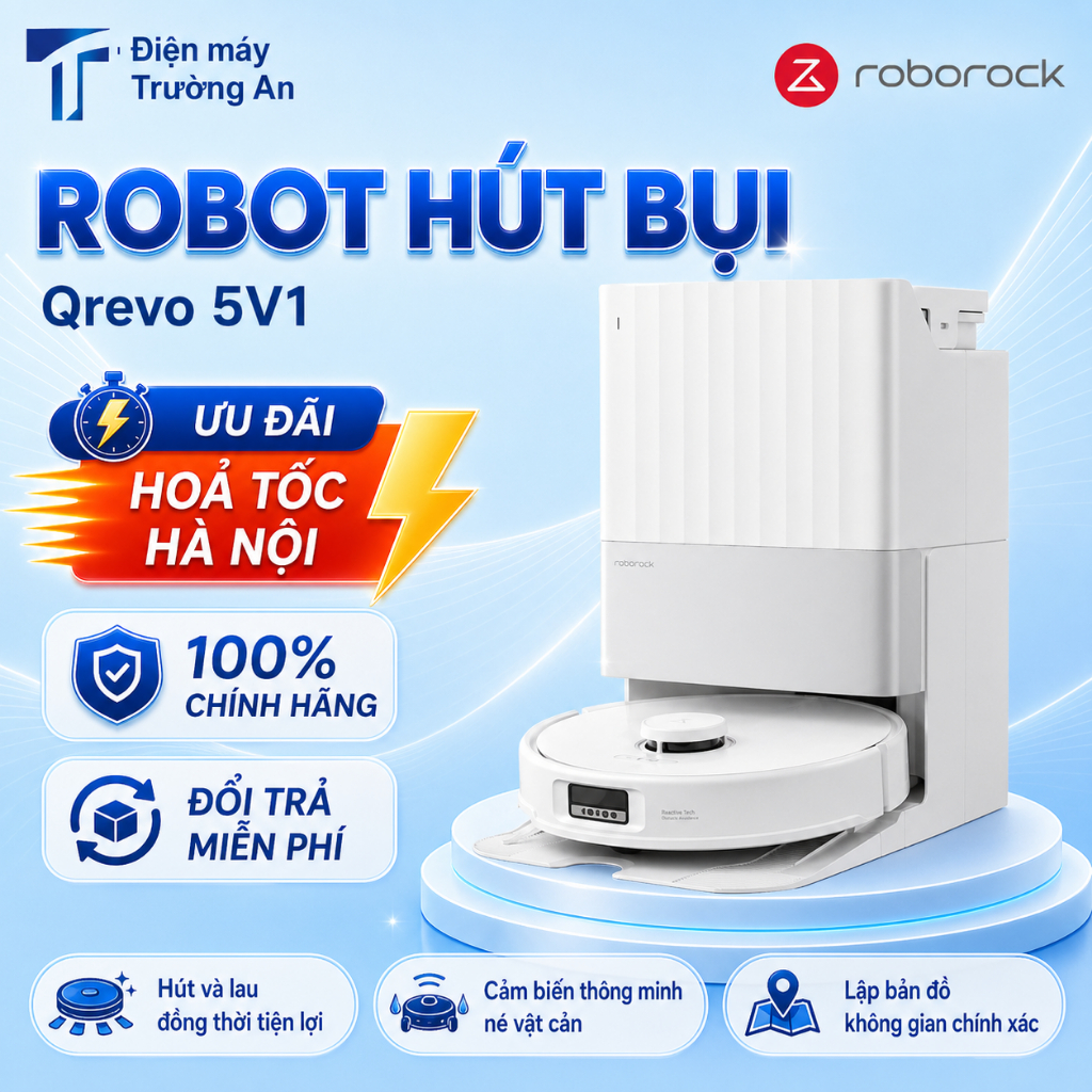 Robot hút bụi Roborock Qrevo 5V1 bảo hành hãng 24 tháng