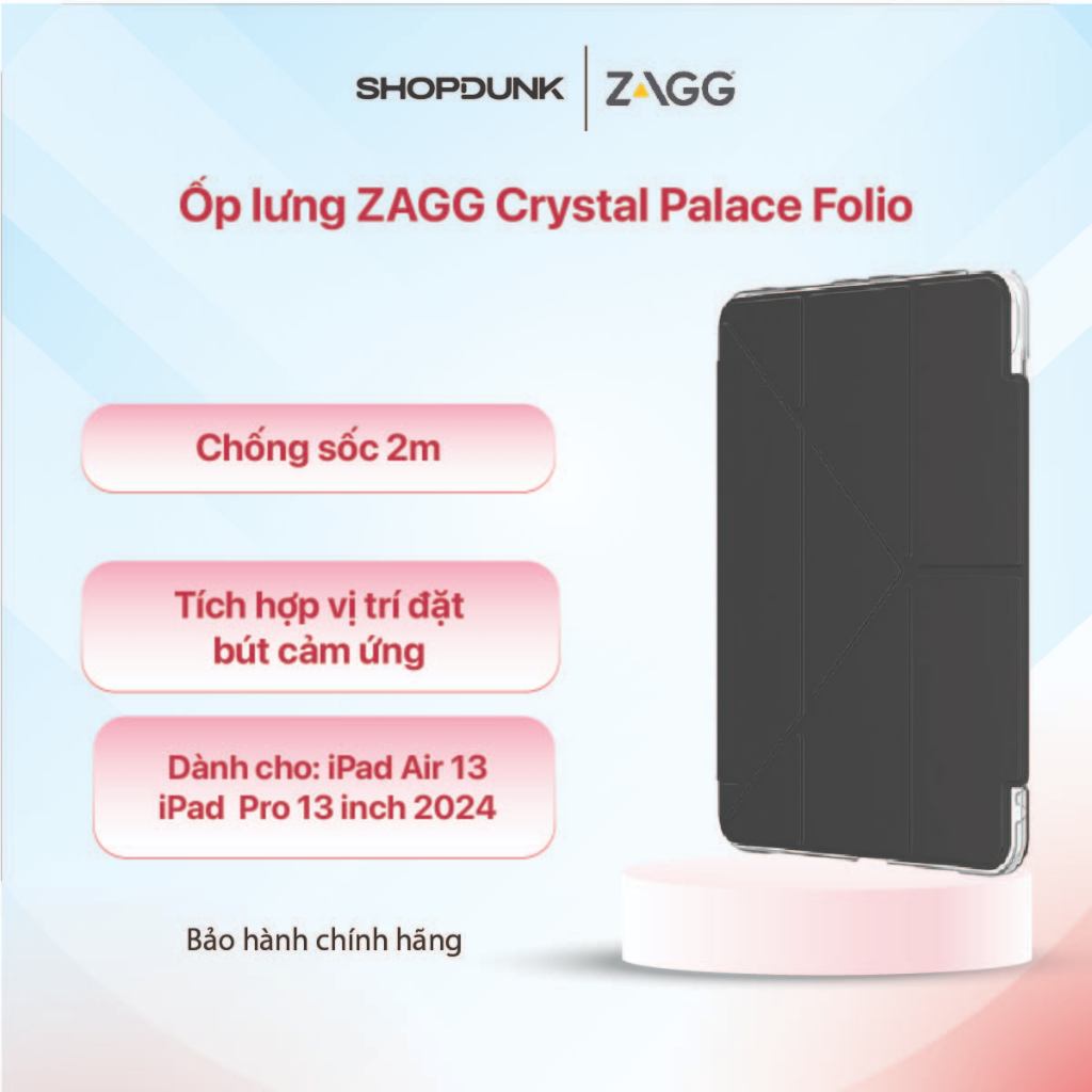 Ốp lưng ZAGG Crystal Palace Folio cho iPad Air/ iPad Pro 13 inch 2024