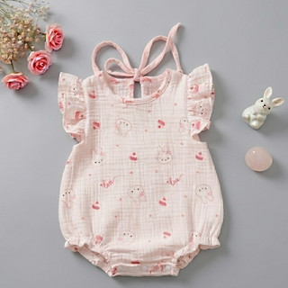 Body dễ thương cho bé gái 3- 11kg muslin oganic