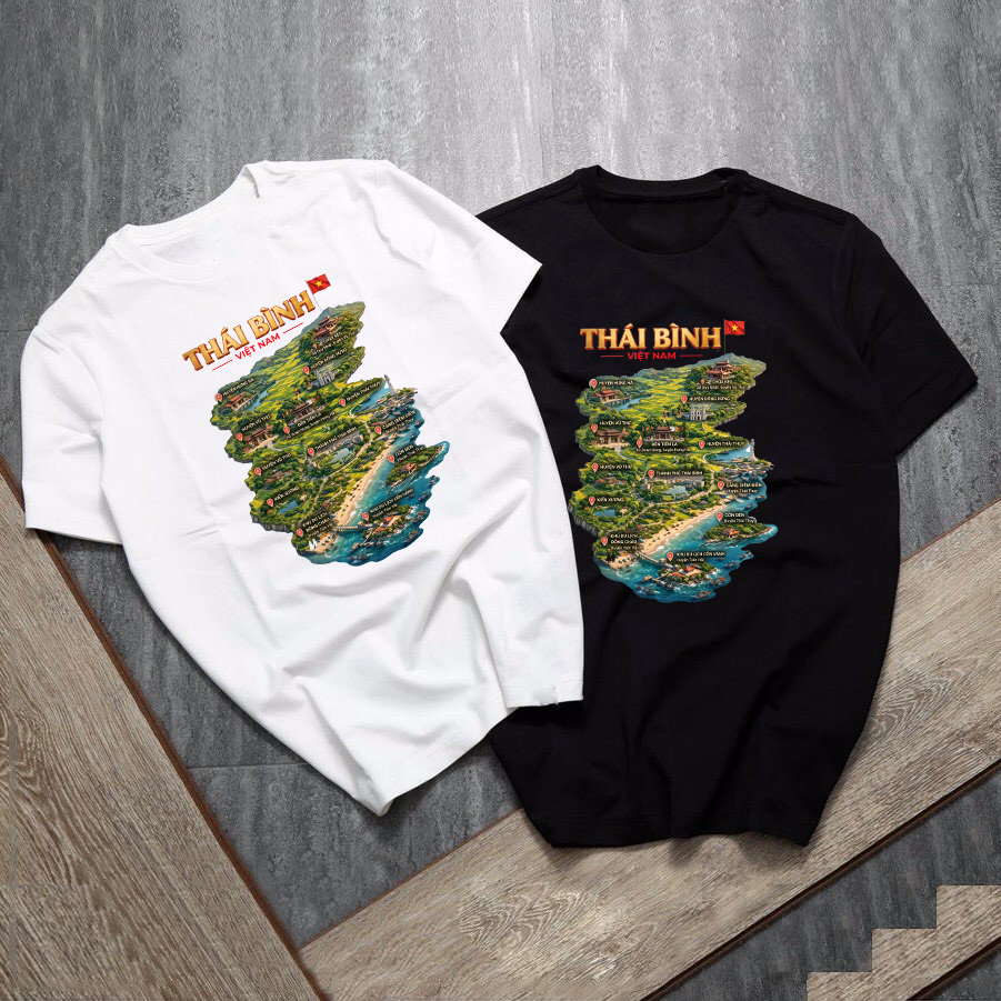 Áo thun tỉnh thành chất cotton  pha hình in tỉnh thái bình