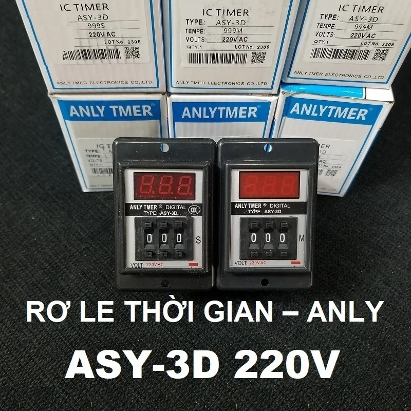 Rơ le thời gian ASY-3D 999S, Timer Đa Năng 999M 220VAC, 24VDC. Bộ đặt thời gian 99.9S 99.9M 220V 24V