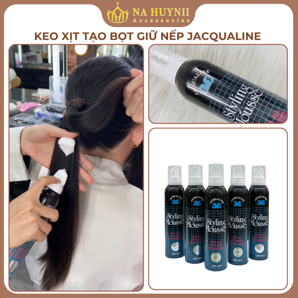 Keo Styling Mousse Jacqualine Tạo Bọt Xịt Tóc 250ml, Keo Xịt Tạo Bọt Giữ Nếp Tóc- Na Huỳnh