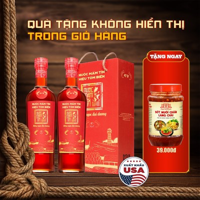 [Tặng Sốt muối chấm] Hộp 2 Chai Thuỷ Tinh Nước Mắm Tĩn 45N Hiệu Tôm Biển 500ml - Hồng Ngọc Đại Dương