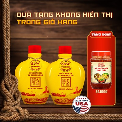[Tặng Sốt muối chấm] COMBO 02 BÌNH GỐM 60N Nước mắm Tĩn cá cơm ruột đỏ 250ml/bình rin nguyên chất