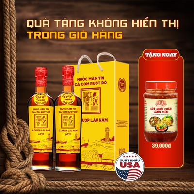 [Tặng Sốt muối chấm] Hộp 2 Chai Nước Mắm Tĩn Cá Cơm Ruột 60N Chai Thuỷ Tinh 500ml Ủ Chượp Lâu Năm