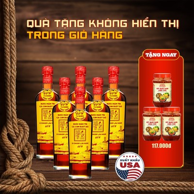 [Tặng 3 Sốt muối chấm] Combo 6 Chai Nước Mắm Tĩn Cá Cơm Ruột Đỏ 60N 500ml Ủ Chượp Lâu Năm