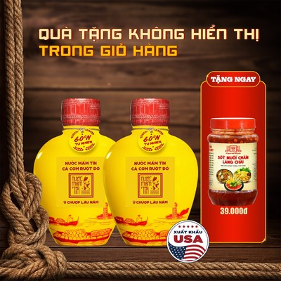 [Tặng Sốt muối chấm] COMBO 2 TĨN GỐM 500ML cá cơm ruột đỏ 60N độ đạm Nước mắm Tĩn truyền thống