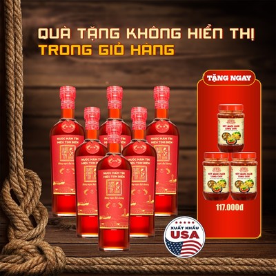 [Tặng 3 Sốt muối chấm] Combo 6 Chai Thuỷ Tinh Nước Mắm Tĩn 45N Tôm Biển 500ml - Hồng Ngọc Đại Dương