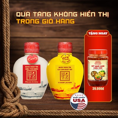 [Tặng Sốt muối chấm] Combo 2 BÌNH GỐM 500ml gồm Nước mắm Tĩn Tôm biển 60N và Cá cơm vàng 60N