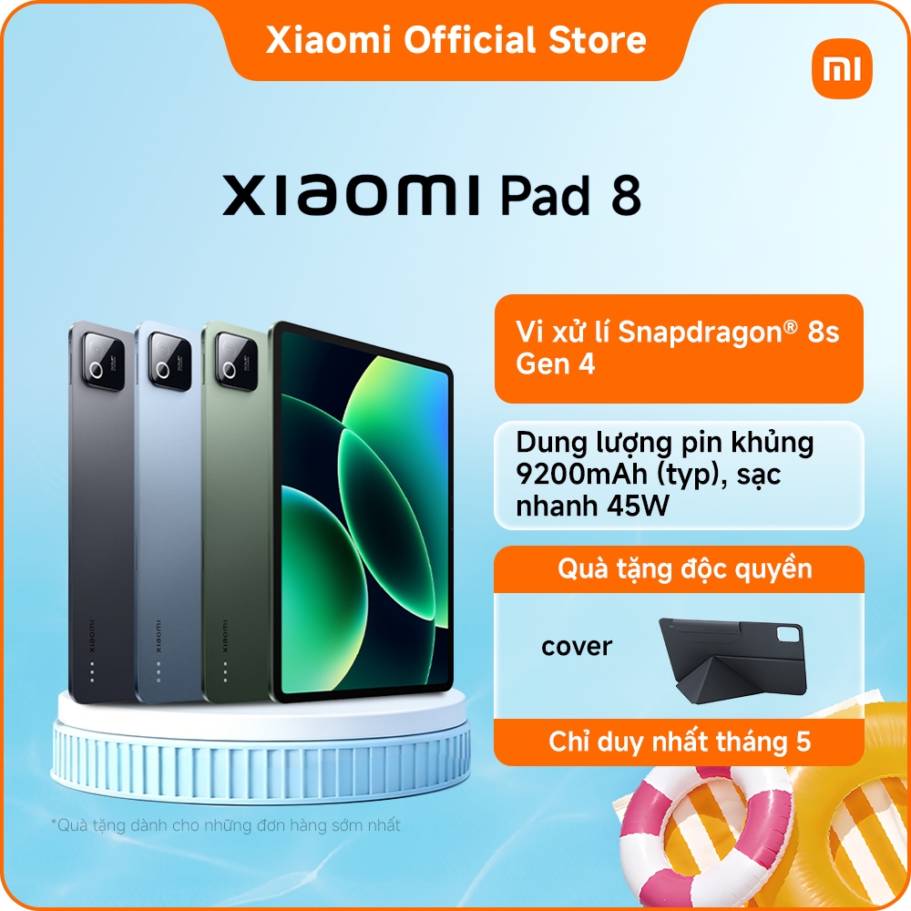 Máy tính bảng Xiaomi Pad 8 (8+128GB|8+256GB)| Pin 9200mAh (typ)| Màn hình 3.2K 144Hz| Vi xử lý Snapdragon 8s Gen 4