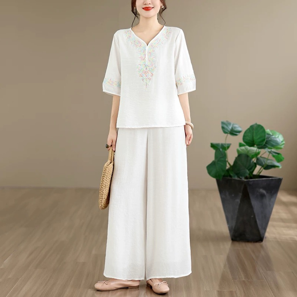 Bộ bigssize pháp phục đồ lam đi lễ chùa, bộ đồ trung niên cho bà và mẹ [Order-CHỜ HÀNG 12 NGÀY]
