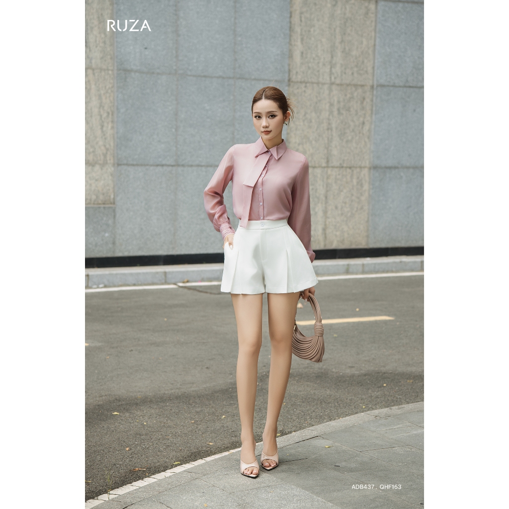 Quần short nữ RUZA lưng cao kiểu dáng công sở thanh lịch QHF163 QHF164