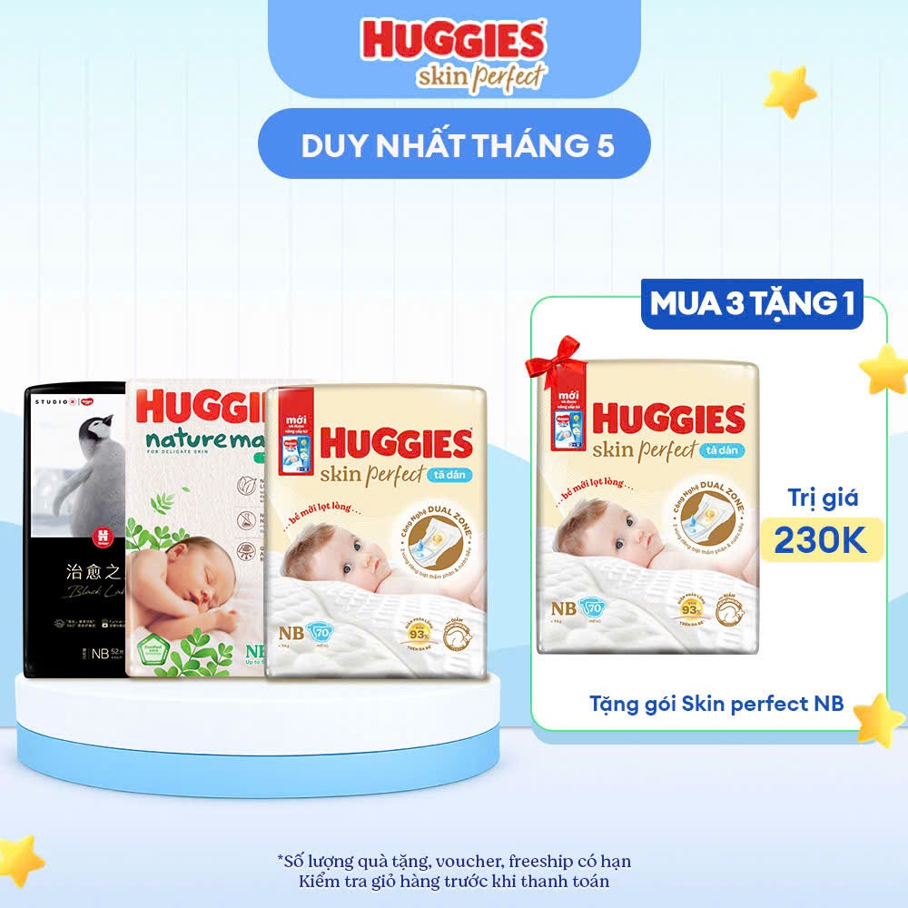 Tã/ Bỉm dán Huggies Skin Perfect NB l Huggies Naturemade NB cho bé <5kg