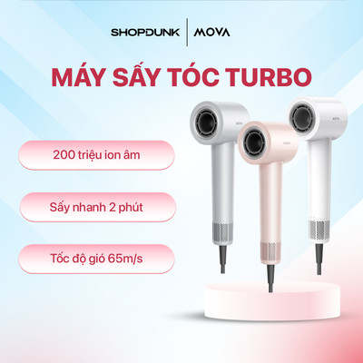 Máy sấy tóc ion âm Mova Turbo | 200 Triệu ion âm | 2 Tốc độ gió, 4 Chế độ nhiệt  | Bảo Hành 12 tháng