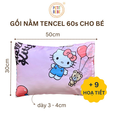 Gối nằm cho bé TENCEL 60s size 35x50cm Petit Bebe mẫu giáo tiểu học mềm mát thoáng khí
