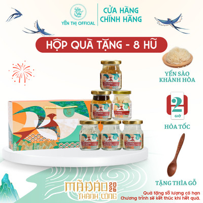 Yến Thị - Gói quà tặng cao cấp 8 hũ yến sào mix vị - Tổ yến Khánh Hòa chưng sẵn - hũ 70ml
