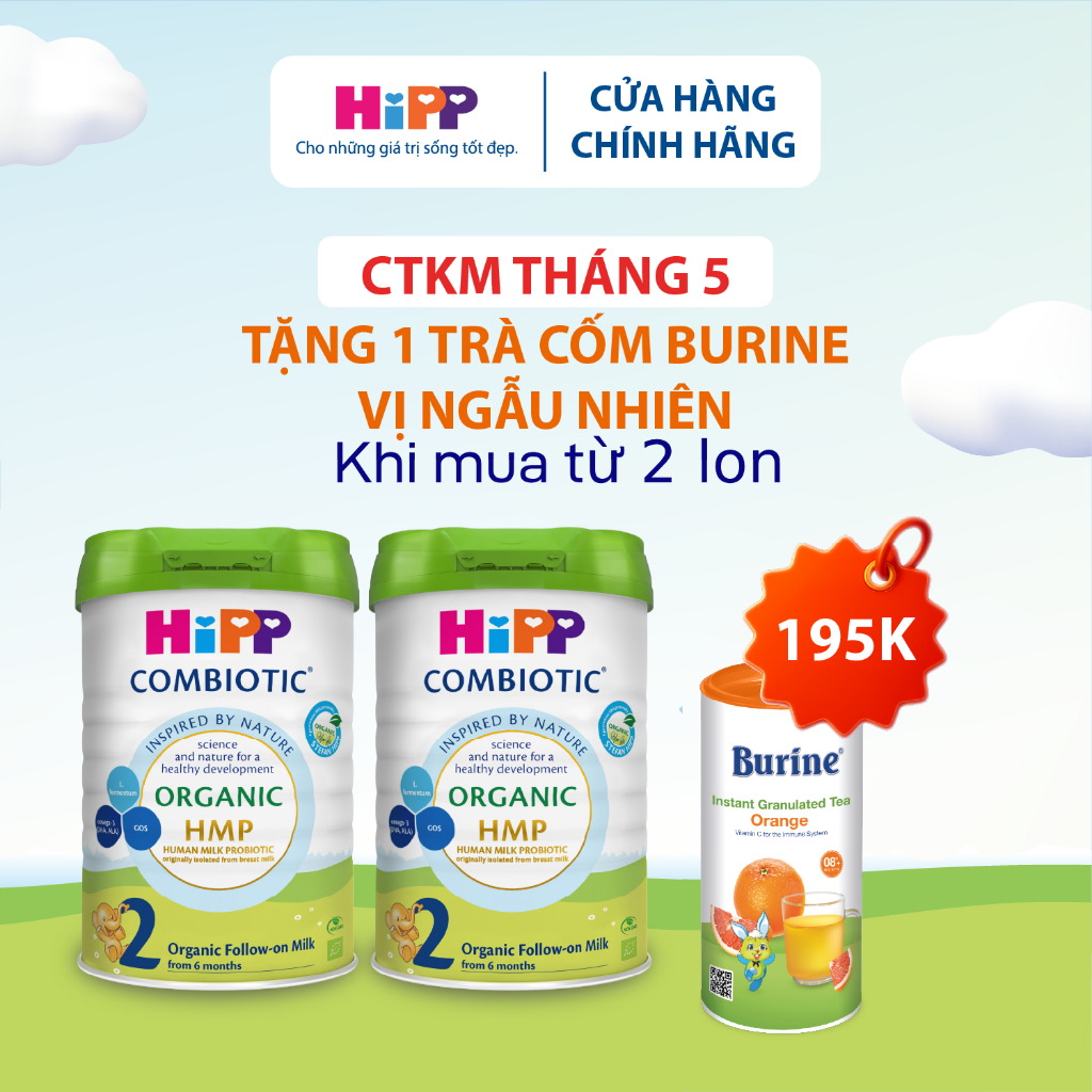 Sữa bột công thức HiPP 2 Organic Combiotic 800g bổ sung DHA trực tiếp dành cho trẻ nhỏ