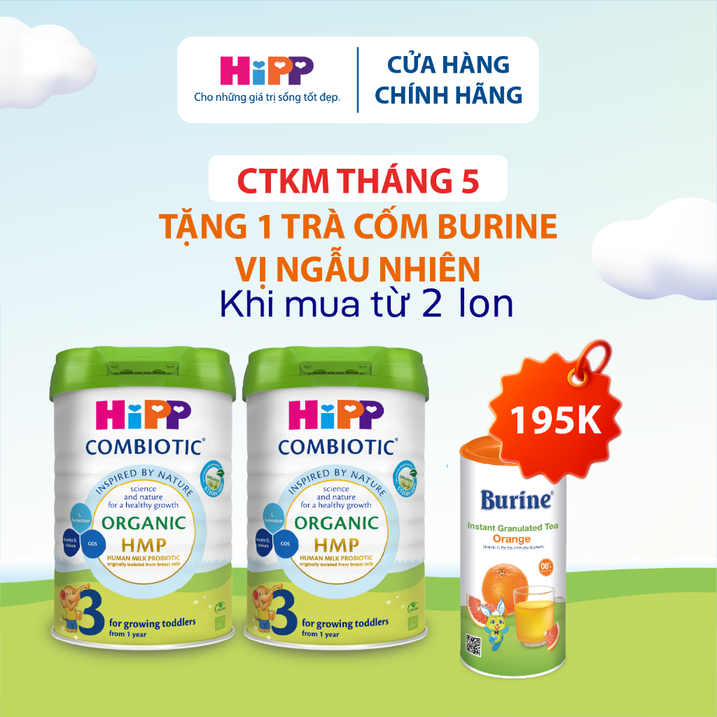 Combo 3 lon Sữa bột công thức HiPP 3 Organic Combiotic 800g hỗ trợ tiêu hóa và tăng chiều cao