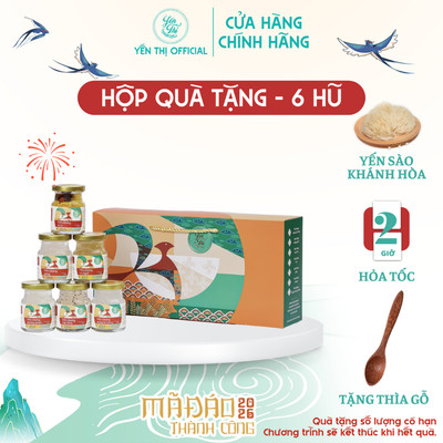 Yến Thị - Gói quà tặng cao cấp 6 hũ yến sào mix vị - Tổ yến Khánh Hòa chưng sẵn - hũ 70ml