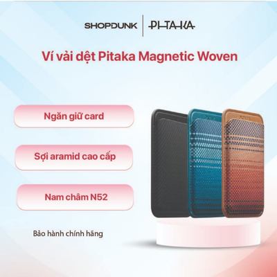 Ví vải dệt Pitaka Magnetic Woven ốp lưng điện thoại tích hợp NFC đựng thẻ cao cấp
